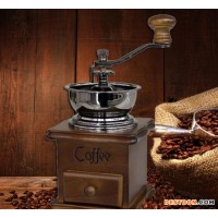 复古原木手摇咖啡豆磨豆机 家用手动研磨机粉碎机 小型磨粉咖啡机