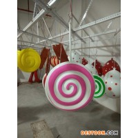 玻璃钢雕塑糖果粉色波板糖吊饰仿真甜蜜雕塑