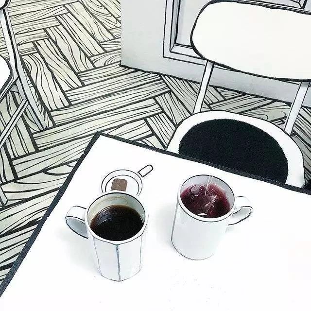 二次元咖啡厅《CAFE 연남동》连家具都是漫画版！走进这里会时空错乱！