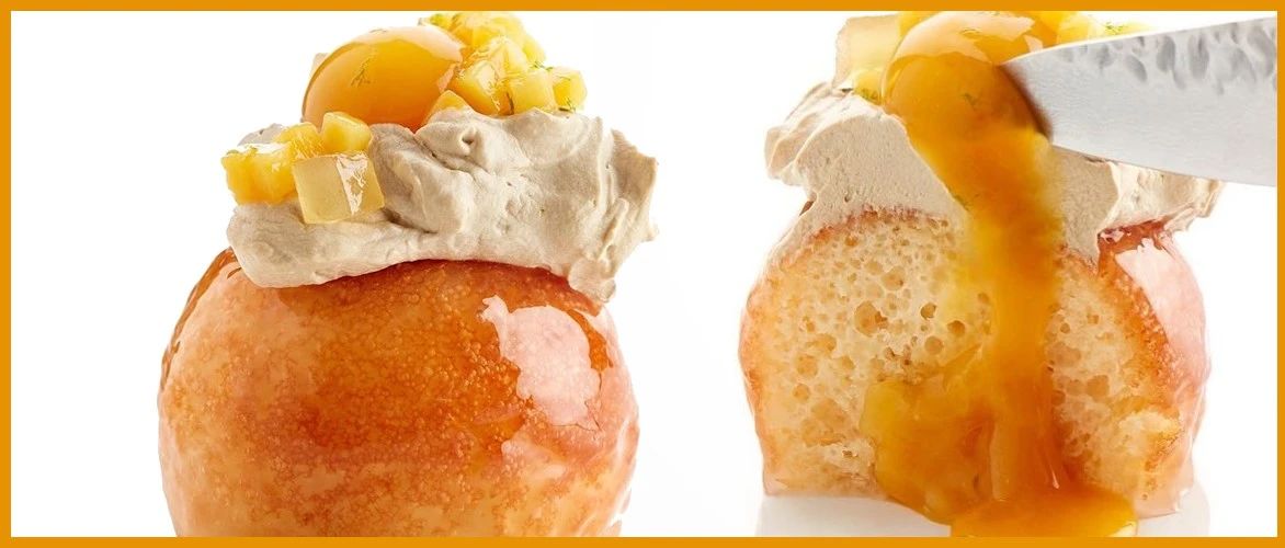 用朗姆酒泡过的“芒果巴巴Babá”面包，还用上了分子料理！